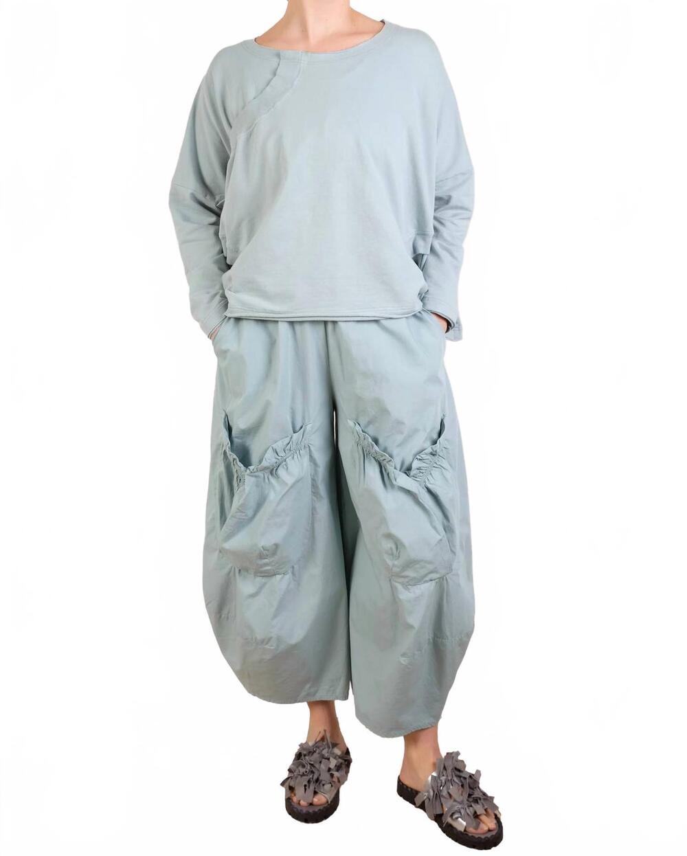 NEW RUNDHOLZ BLACK LABEL cotton ruched pants in mint